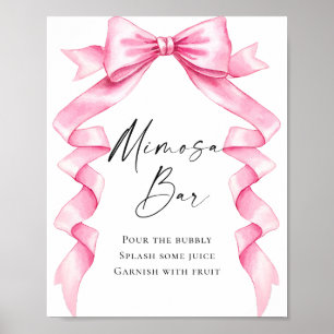 Elegant Gentle Pink Bow Brautparty Mimosa Bar Poster