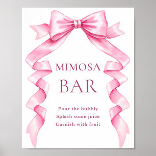 Elegant Gentle Pink Bow Brautparty Mimosa Bar Poster