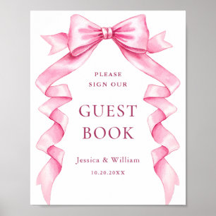 Elegant Gentle Pink Bow Unser Gästebuch Hochzeitsz