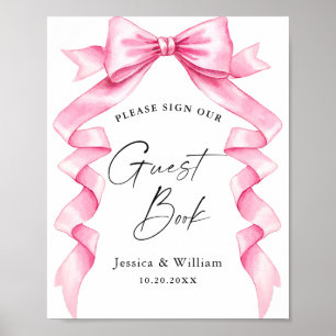 Elegant Gentle Pink Bow Unser Gästebuch Hochzeitsz