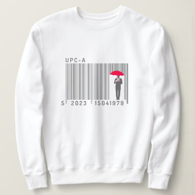 Elegant Gentleman Man Holding a Umbrella Barcode Sweatshirt (Design vorne)