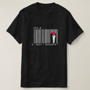 Elegant Gentleman Man Holding a Umbrella Barcode T-Shirt