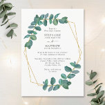 Elegant Geometric Eucalyptus Leaf Wedding Einladung<br><div class="desc">Diese botanischen Hochzeitseinladungen zeichnen sich durch ein elegantes Eukalyptusblatt-Design mit einer modernen geometrischen Grenze aus. Personalisieren Sie Ihren Text. Auch Matching-Schreibwaren sind erhältlich.</div>