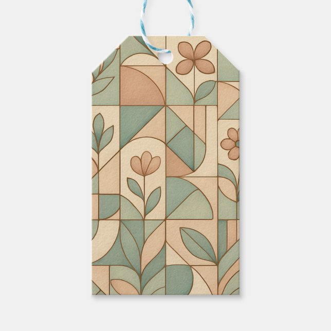 Elegant Geometric Floral Pattern Geschenkanhänger (Vorderseite)