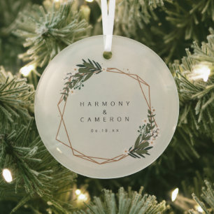 Elegant Geometric hat unser erstes Weihnachtsfest  Ornament Aus Glas