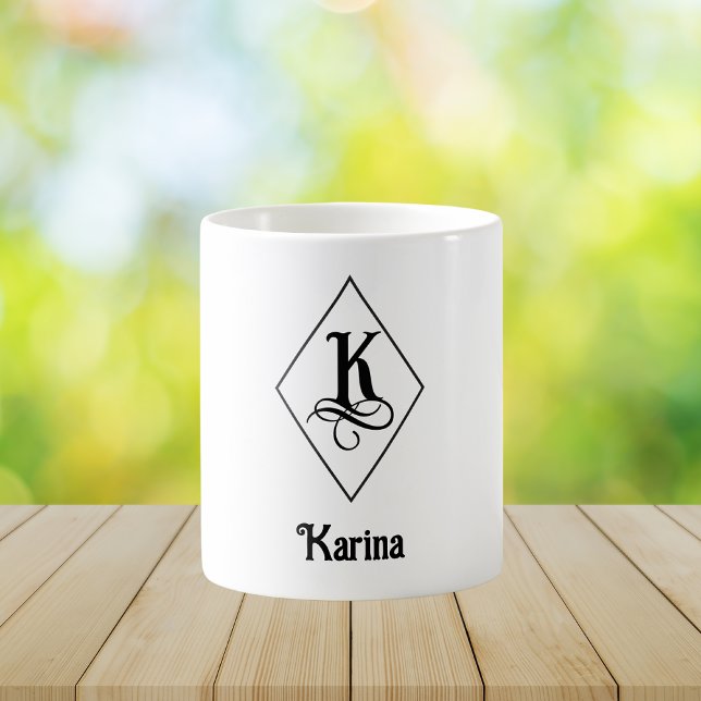 Elegant Geometric Initial Monogram K Kaffeetasse (Von Creator hochgeladen)