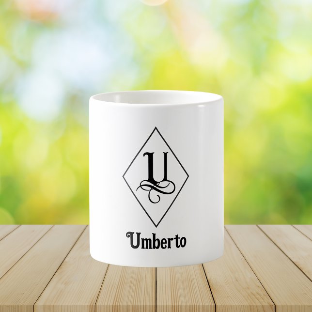 Elegant Geometric Initial Monogram U Kaffeetasse (Von Creator hochgeladen)