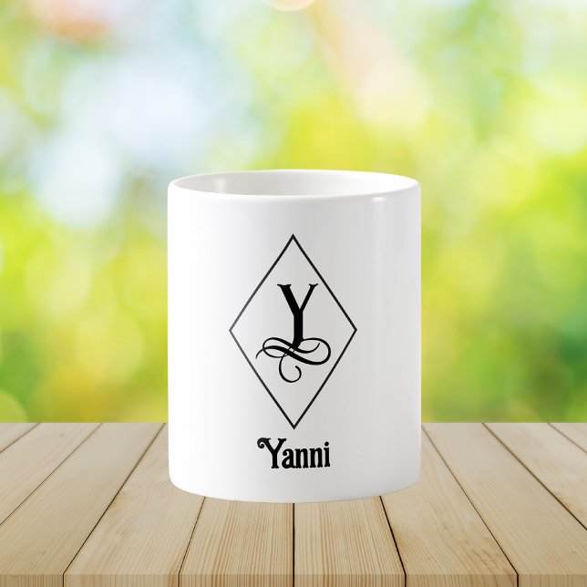 Elegant Geometric Initial Monogram Y Kaffeetasse (Von Creator hochgeladen)