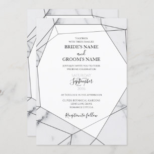 Elegant Geometric Marble Wedding Einladungen