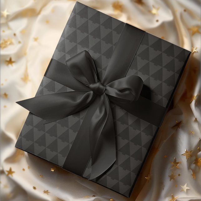 Elegant Geometric Monotone Weihnachtsbaum Geschenkpapier (Von Creator hochgeladen)