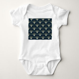 Elegant geometrisch: Blaues Art Deco. Baby Strampler