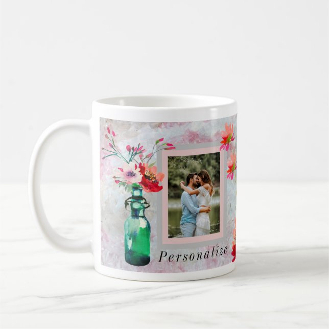 ELEGANT GERAHMTES FOTO FLORAL  KAFFEETASSE (Links)