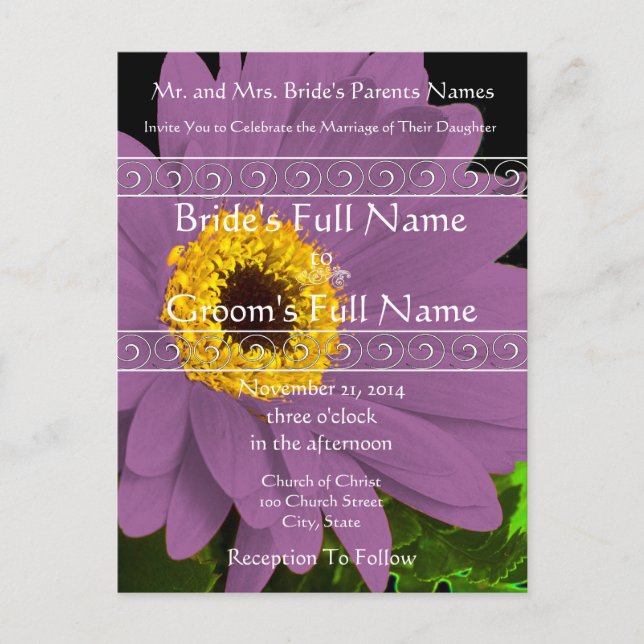 Elegant Gerber Daisy Wedding Einladung (Vorderseite)