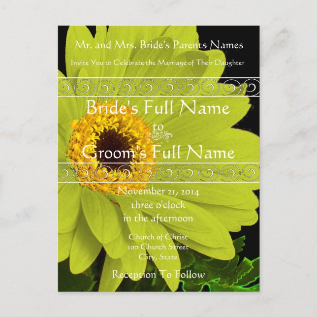 Elegant Gerber Daisy Wedding Einladung (Vorderseite)