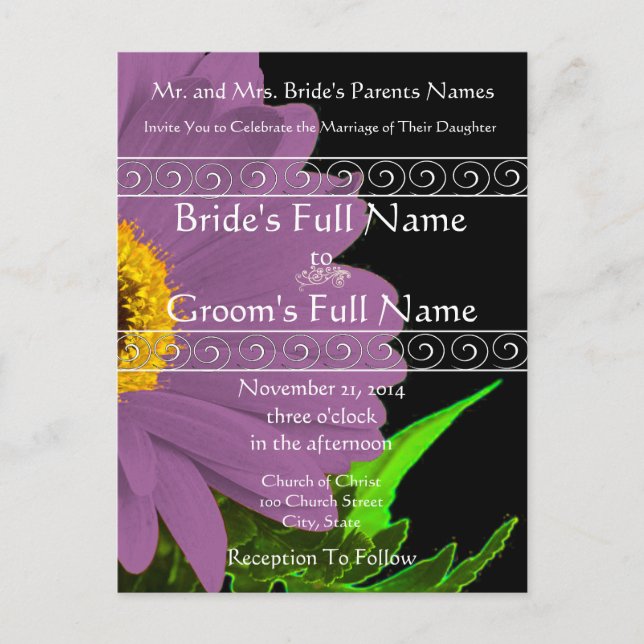 Elegant Gerber Daisy Wedding Einladung (Vorderseite)