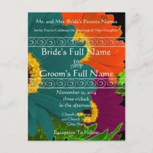 Elegant Gerber Daisy Wedding Einladungspostkarte