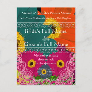Elegant Gerber Daisy Wedding Invitation Wirbel Einladungspostkarte