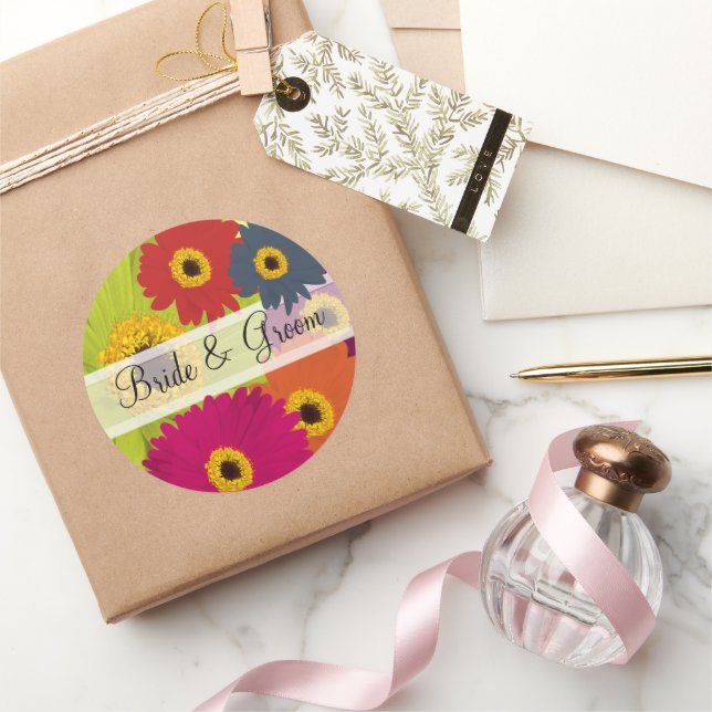 Elegant Gerber Daisy Wedding Stickers (Schenken)