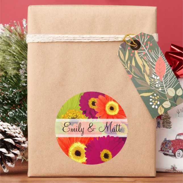 Elegant Gerber Daisy Wedding Stickers (Feiertag)