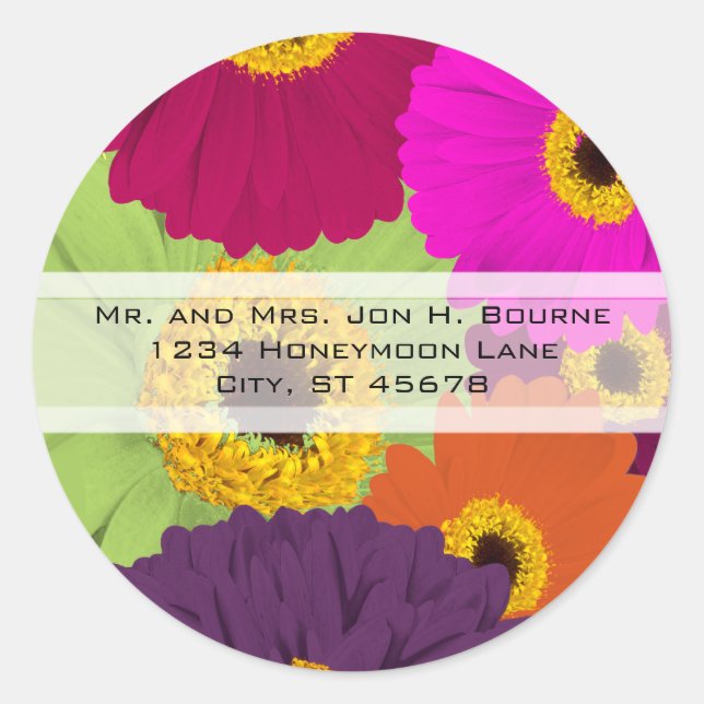 Elegant Gerber Daisy Wedding Stickers (Vorderseite)