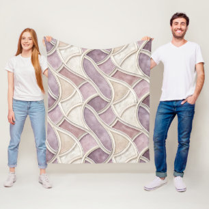 Elegant geschwungen in Creme und Lila – Geometrisc Fleecedecke