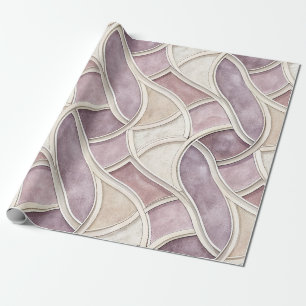 Elegant geschwungen in Creme und Lila – Geometrisc Geschenkpapier