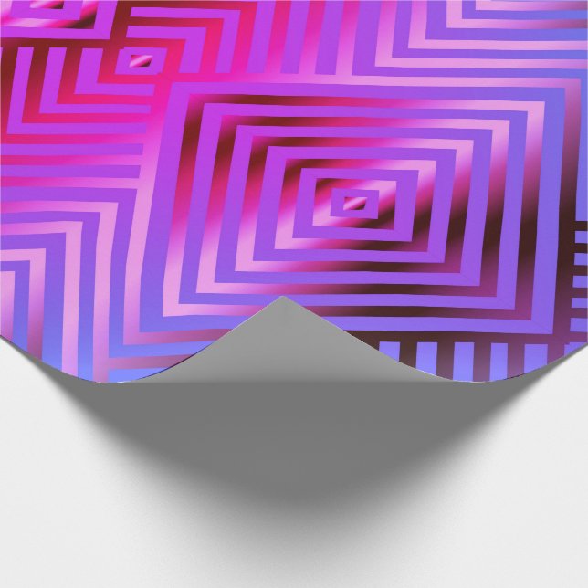 Elegant gestreiftes Stahlblau und Farbverlauf rosa Geschenkpapier (Ecke)