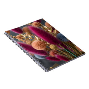 Elegant getrockneter Kaninchenschwanz & Pom-Pom Fl Notizblock