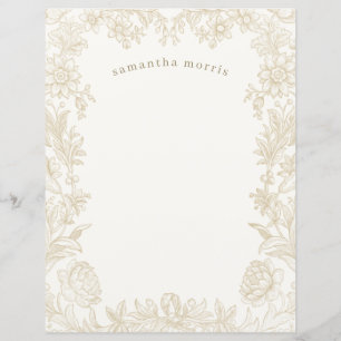 Elegant Gezeichnet florales Elfenbeinpapier