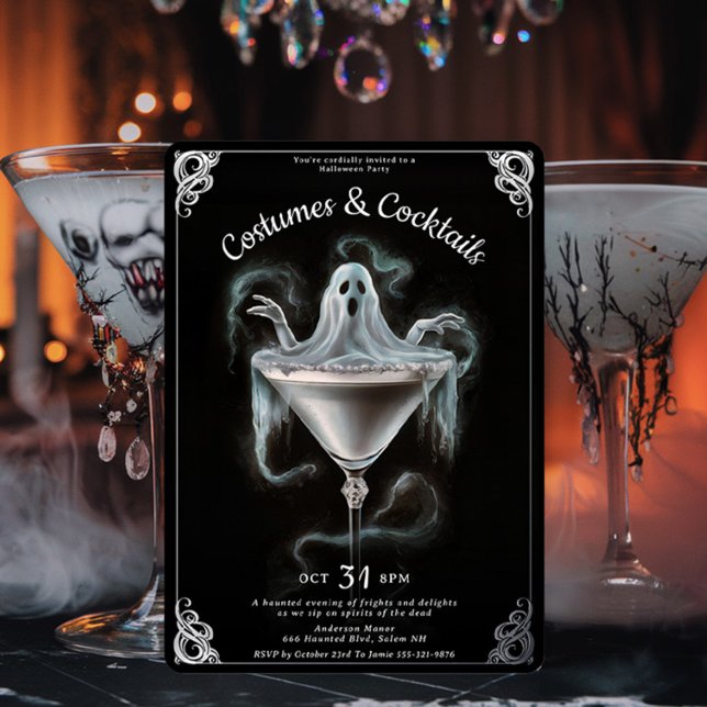 Elegant Ghost Martini Halloween-Party Folieneinladung (Von Creator hochgeladen)