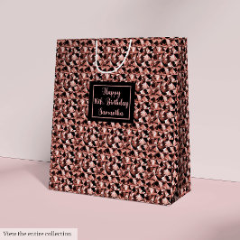 Elegant Gift Bag Rose Gold Glitter Modern Accent Mittlere Geschenktüte