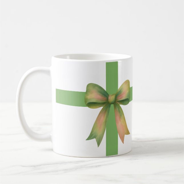 Elegant Gift Bow – Modern Christmas Design Kaffeetasse (Links)