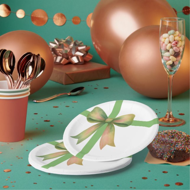 Elegant Gift Bow – Modern Christmas Design Pappteller (Multi)