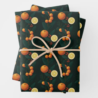 Elegant Gift Wrap w/ citrus, berries & botanicals Geschenkpapier Set