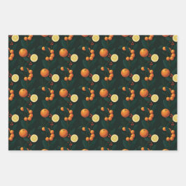 Elegant Gift Wrap w/ citrus, berries & botanicals Geschenkpapier Set