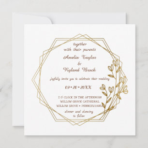 Elegant Gilded Floral Wedding Einladung