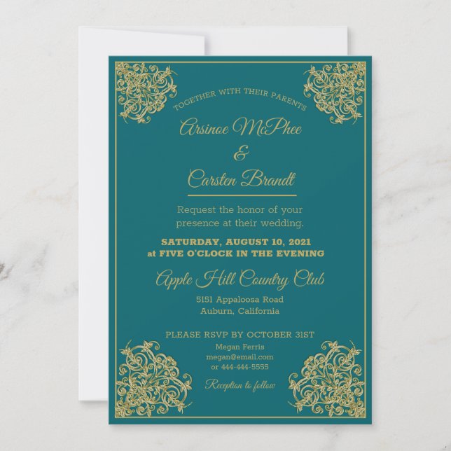 Elegant Gilded Wedding Einladung (Vorderseite)