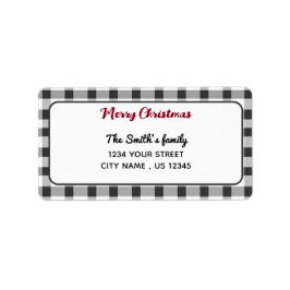 Elegant Gingham | Frohe Weihnachts-Rücksendeadress Adressaufkleber