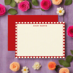 Elegant Gingham Red Feminine Danke Baby Mitteilungskarte