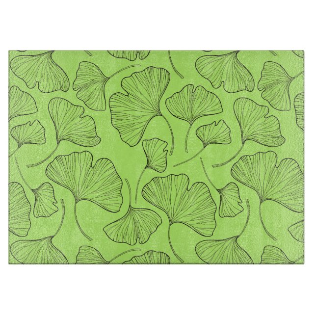 Elegant Ginkgo Leaf Glass Cutting Board Schneidebrett (Vorderseite)