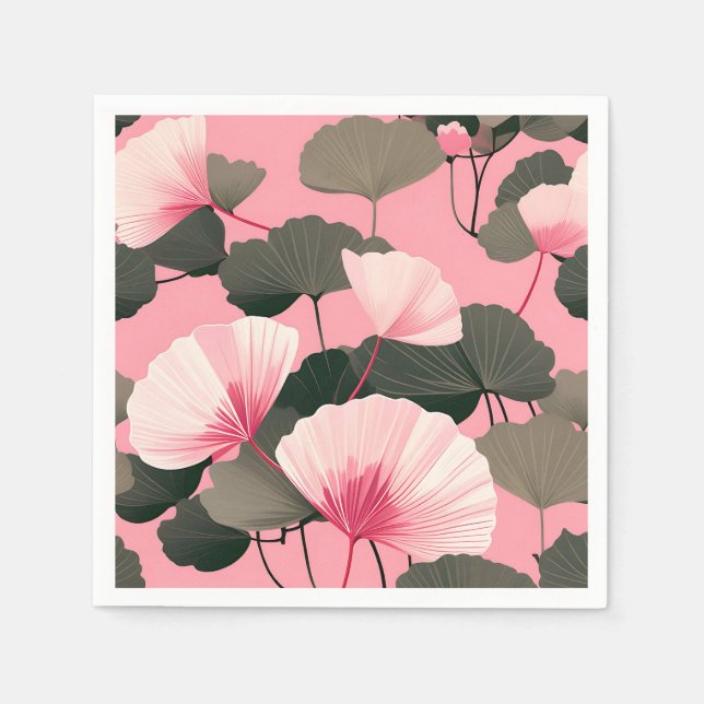 Elegant Ginkgo Leaf Pattern Serviette (Vorderseite)