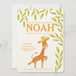 Elegant Giraffe Animals Safari Geburtstagseinladun Save The Date