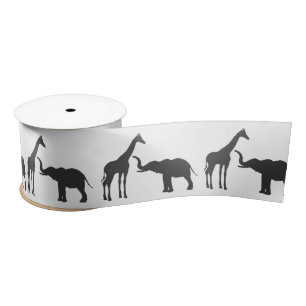 Elegant Giraffe Elephant Baby Shower Satinband