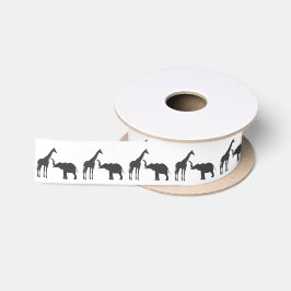 Elegant Giraffe Elephant Baby Shower Satinband