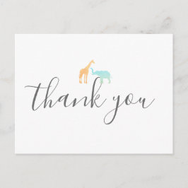 Elegant Giraffe Elephant Baby Shower Vielen Dank Postkarte
