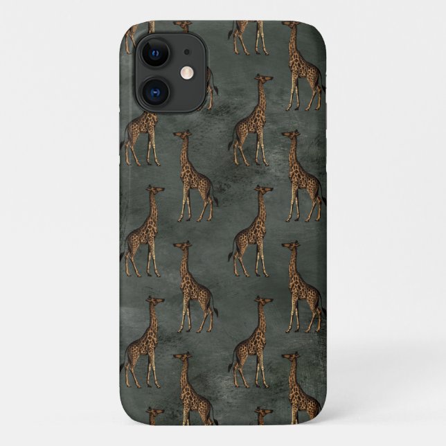Elegant Giraffe in Bronze Green Chic Case-Mate iPhone Hülle (Rückseite)