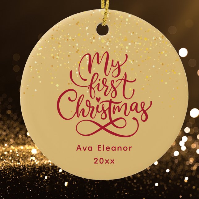 Elegant Girl Baby's First Christmas Individuelle N Keramik Ornament (Von Creator hochgeladen)