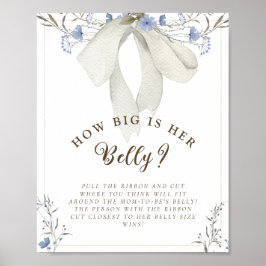Elegant Girl Coquette Bow Bly Size Baby Shower Poster