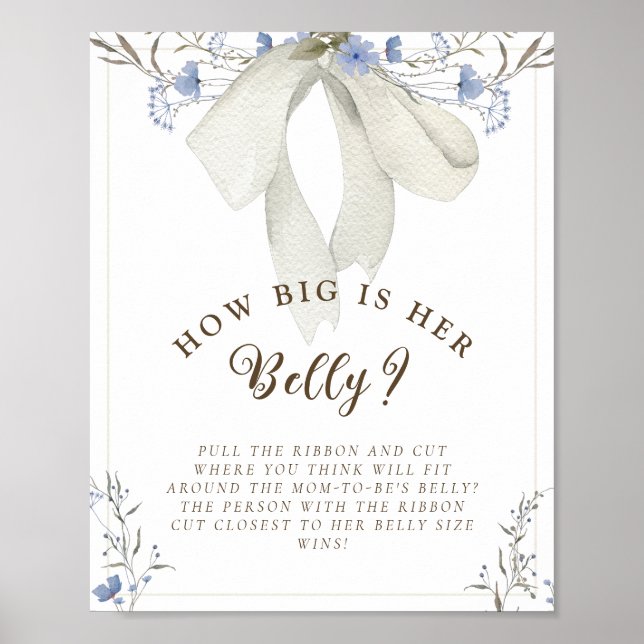 Elegant Girl Coquette Bow Bly Size Baby Shower Poster (Vorne)