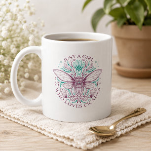 Elegant Girl Who Lieben Cicadas Line Kunstmuseum Kaffeetasse